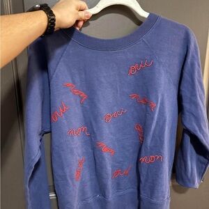 J. Crew Blue Sweatshirt with Red Embroidery